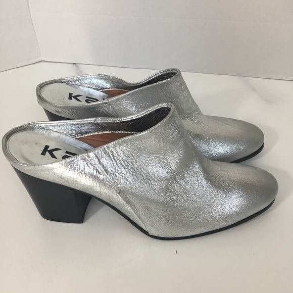 Kalliste Metallic Silver Backless Slip-ons EUR 37 - Picture 1 of 8